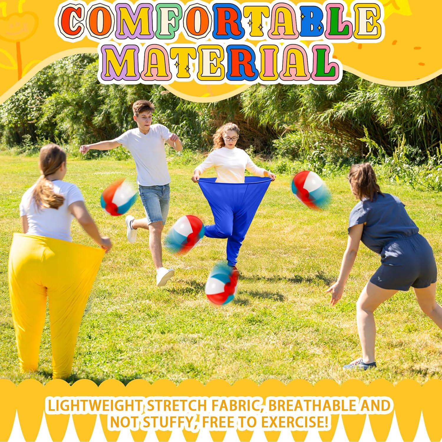 Granny Pants Yard Game Oversized Granny Pants Outdoor Game Inflatable Ball Relay Set with Bouncy Balls and Pump for Backyard Party Family Reunion Field Outdoor Tossing