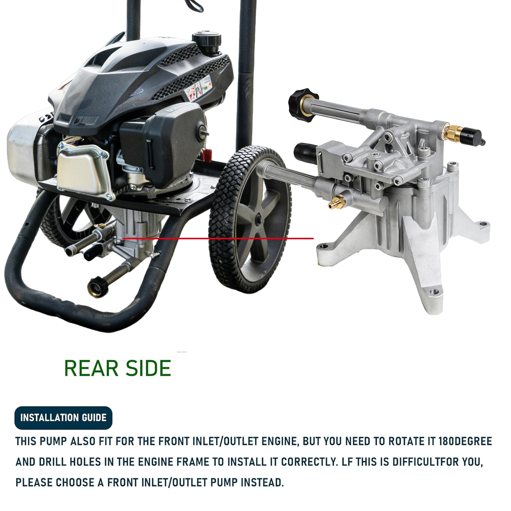 Hourleey Bomba de lavado a presión vertical de eje de 7/8 pulgadas, 3000 PSI 2.5 GPM, bomba de lavado eléctrica de repuesto, compatible con Brute, Craftsman, Homelite