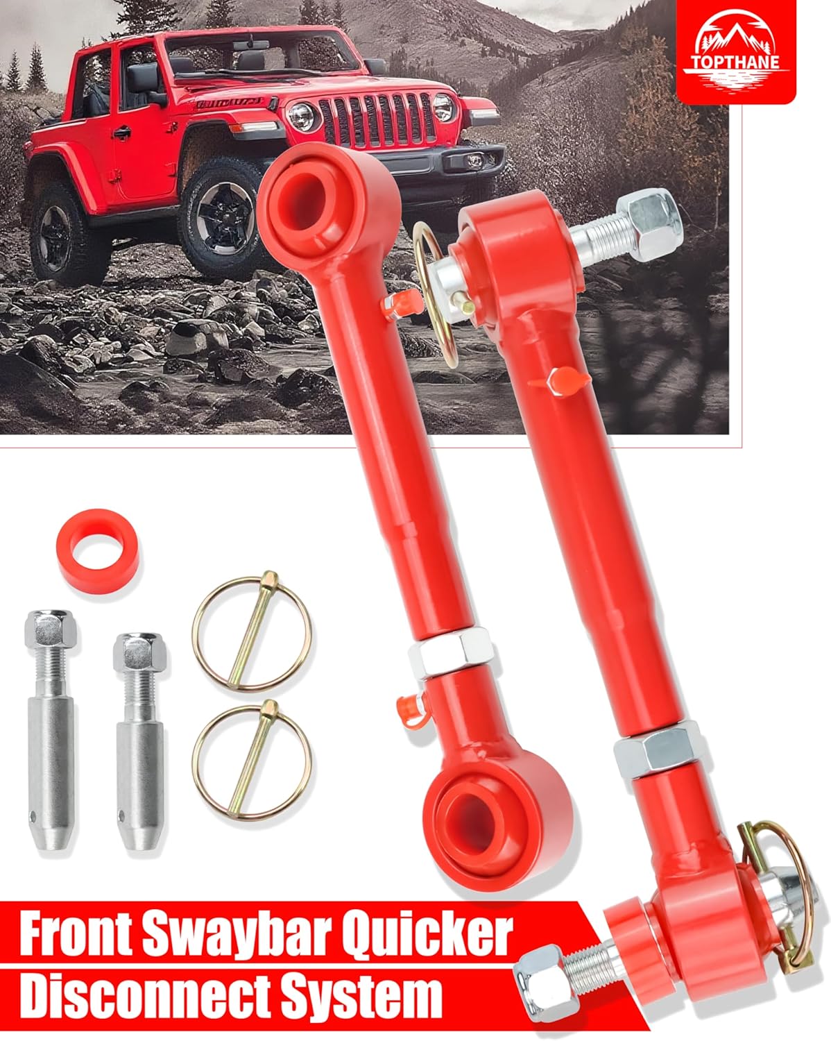 2.5" - 6" Lift Front Sway Bar Links Kits for 2007-2018 Jeep Wrangler JK & JKU - PU Bushing, Quicker Disconnect System