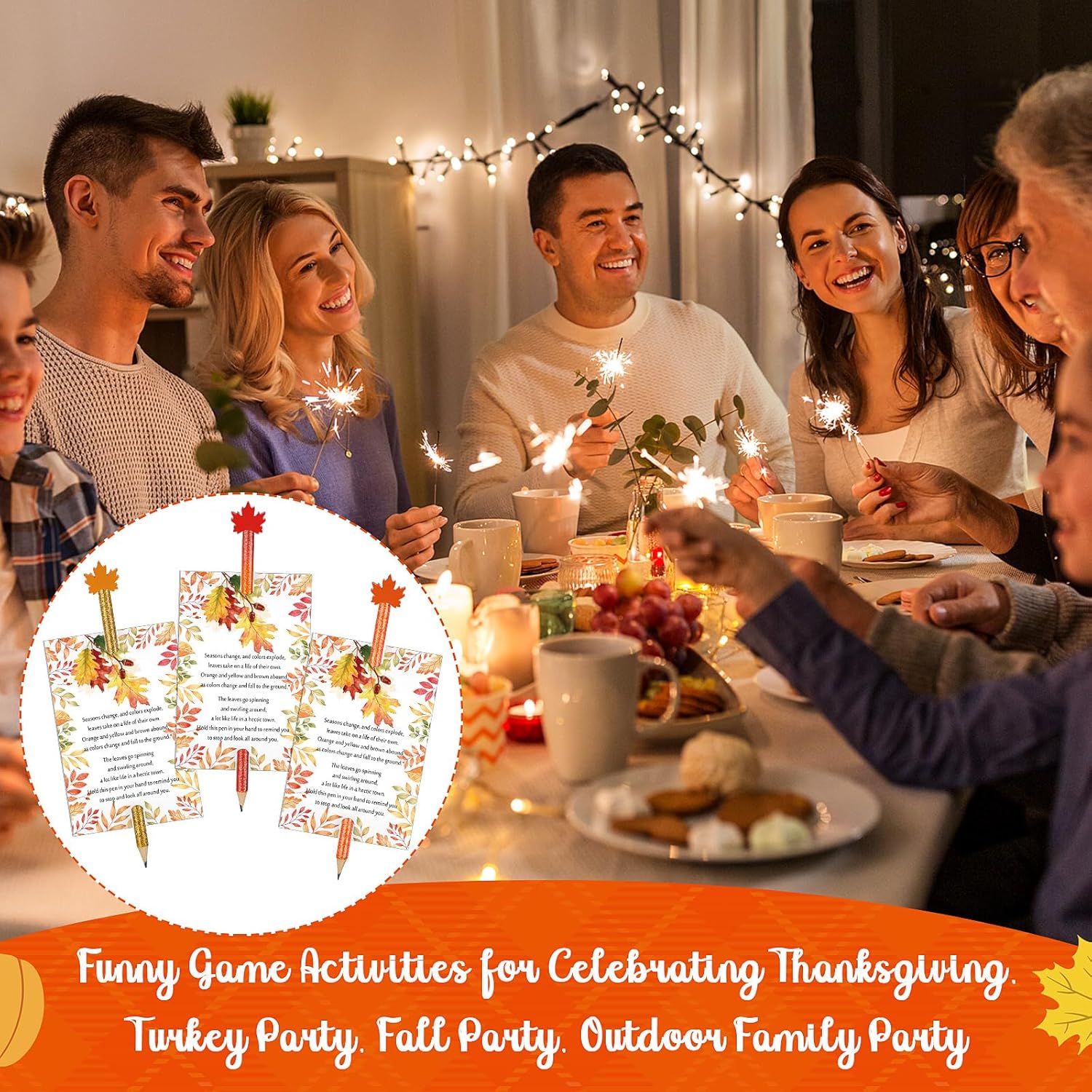 Harloon 100 Set Thanksgiving Gifts Fall Pencils Including Thanksgiving Pencils with Cute Mini Maple Leaf Erasers Fall Cards Autumn Harvest Party Favors Bulk for Classroom Students School Prizes