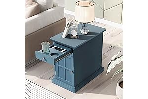 Multifunctional Classic Vintage End Table with Cup Holder