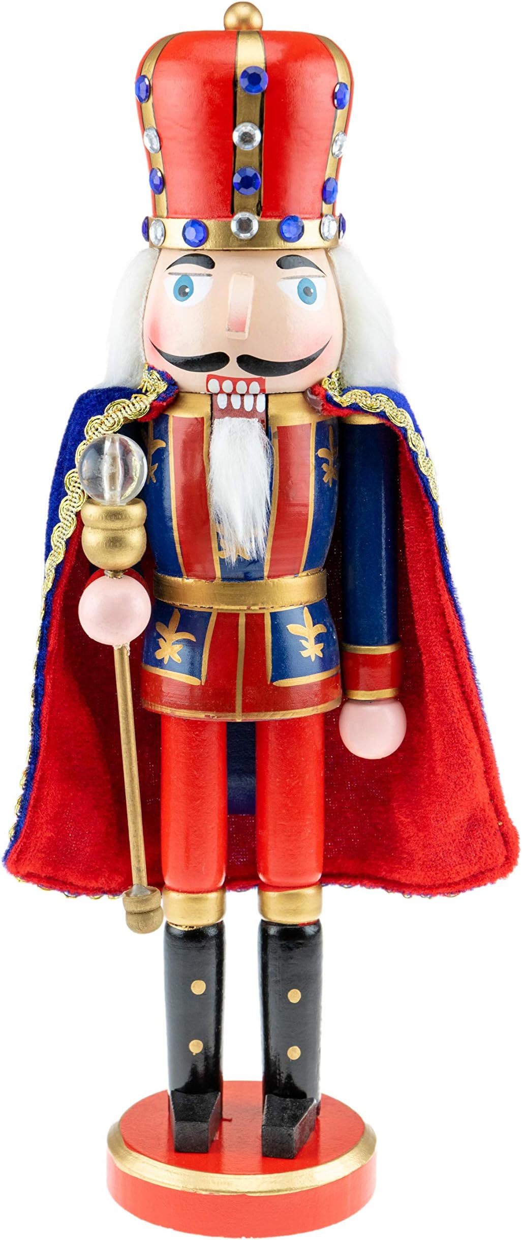 Clever CreationsBlue King 14 Inch Traditional Wooden Nutcracker, Festive Christmas Décor for Shelves and Tables
