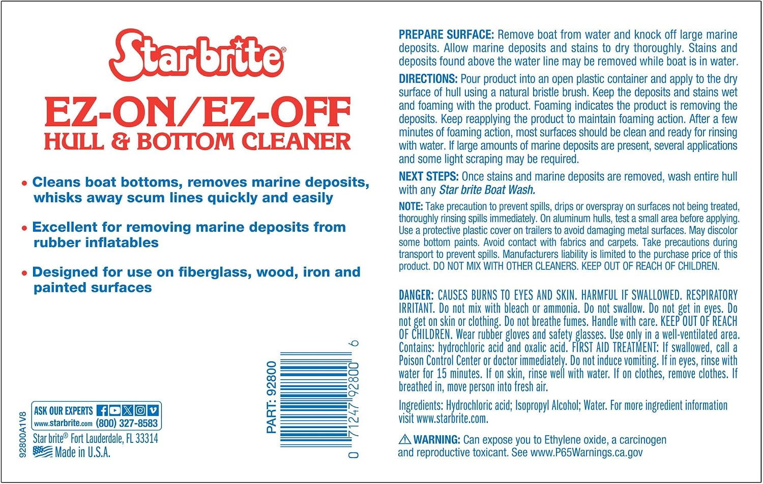 Star Brite EZ-ON EZ-Off Boat Hull & Bottom Cleaner - Remove Marine Deposits & Scum Line Quickly & Easily