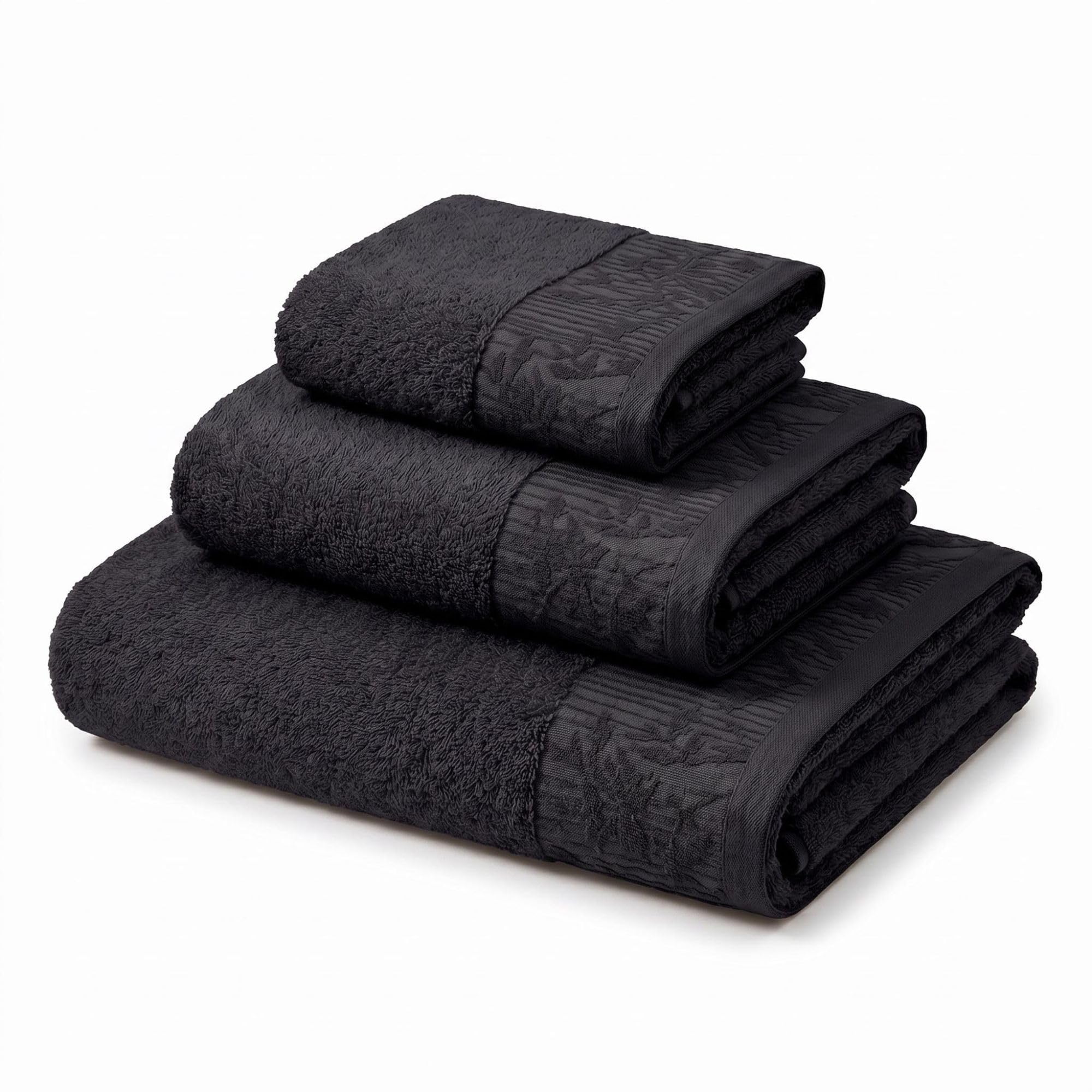 Toallas de baño de algodón Premium, set de 3 piezas colección Wisteria con Jacquard