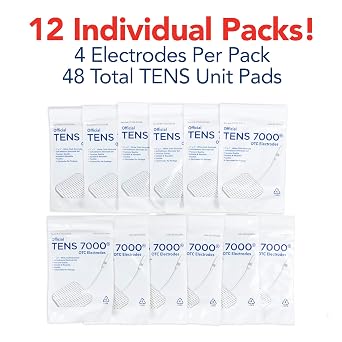 TENS 7000 Official TENS Unit Electrode Pads, 48 Pack, Premium Quality OTC Replacement Pads, 2 X 2, Compatible with Most Stim Machines Value Pack Replacement