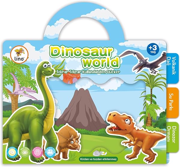 Lino Tekrar Tekrar Kullanılabilen Sticker Dinosaur World