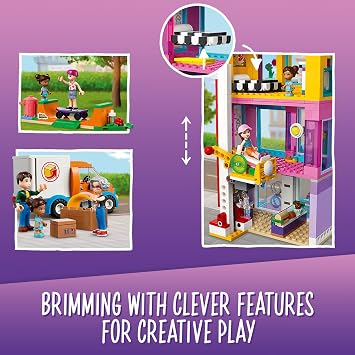 LEGO Friends Main Street Building, Heartlake City Cafe & Hair Salon 41704, Mini Dolls House with Toy Shops, Modular Building Set, Pretend Play Hair Salon Gift for 8 Plus Year Old Kids, Girls and Boys
