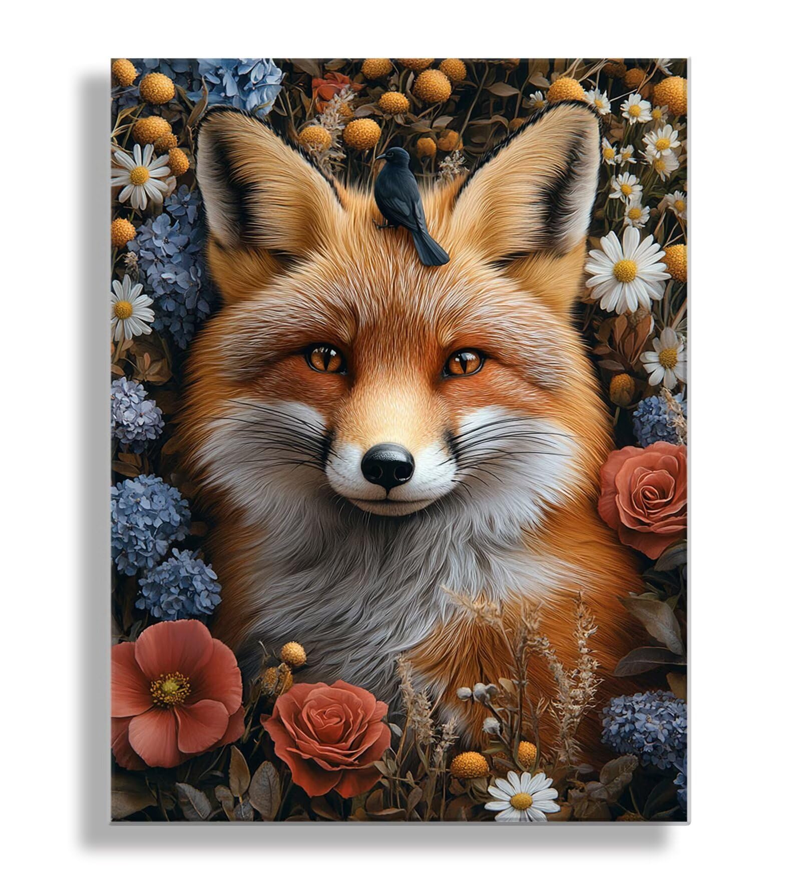 Dipingere con i Numeri Adulti fiore volpe, Quadri da Dipingere Numerati Fai Da Te per Principianti e Adultis, Olio La Pittura di Numeri Kit, Hobby Creativi Adulti, Decorazioni Casa 90x120cm Q3S-586