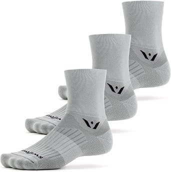 Swiftwick- ASPIRE 3 Pairs Quarter Crew Cycling & Trail Running Socks, Compression Fit