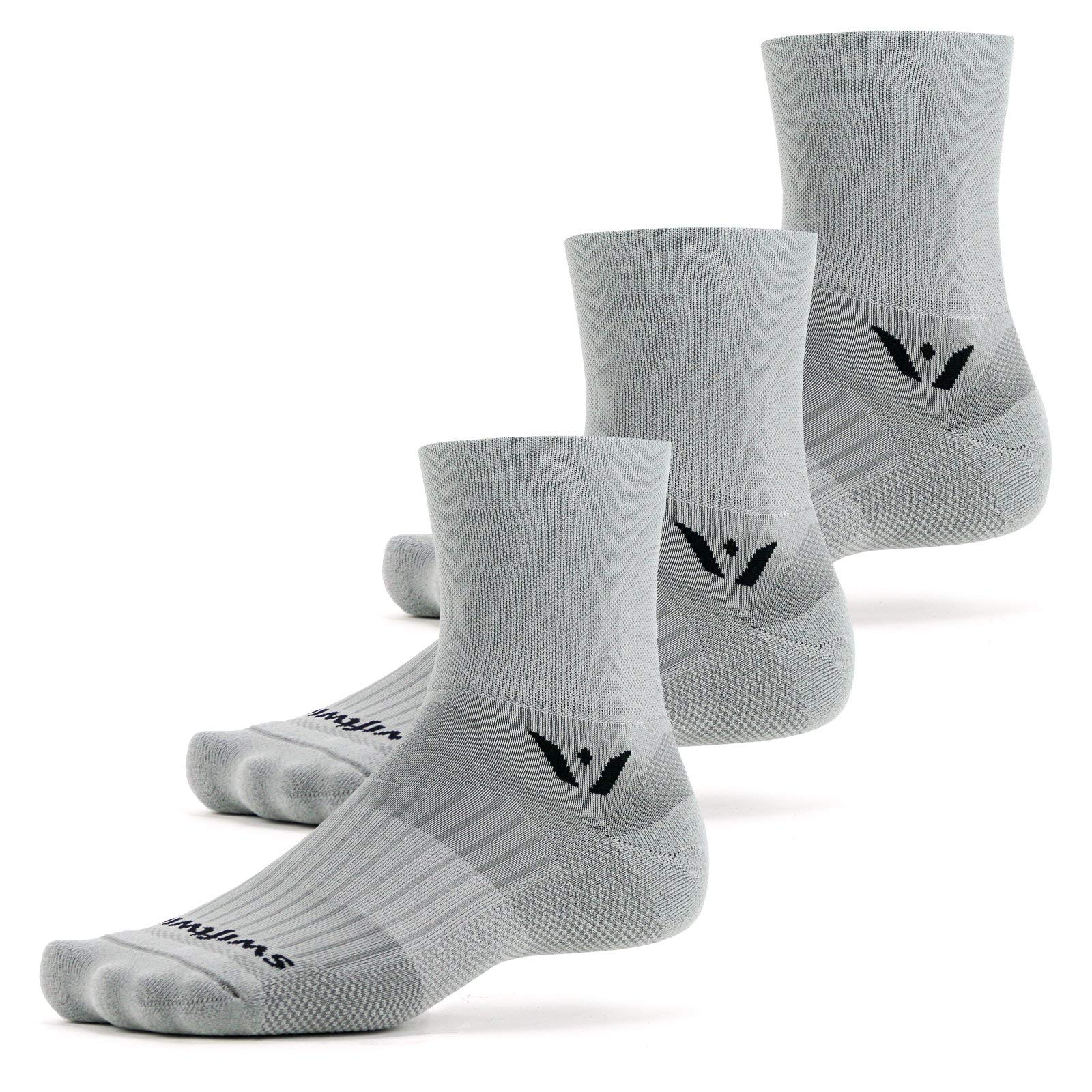 Swiftwick- ASPIRE (3 Pairs) Quarter Crew Cycling &amp; Trail Running Socks, Compression Fit