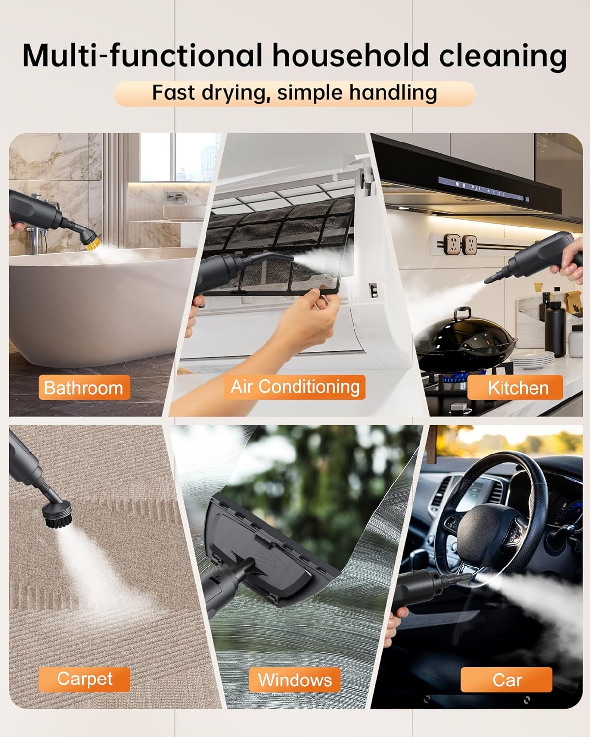 Handheld Steam Cleaner,2500W Steamer for Cleaning 1.69 Quarts Large Capacity Tank,Temperature steamer for Home,Car,kitchens,Camping