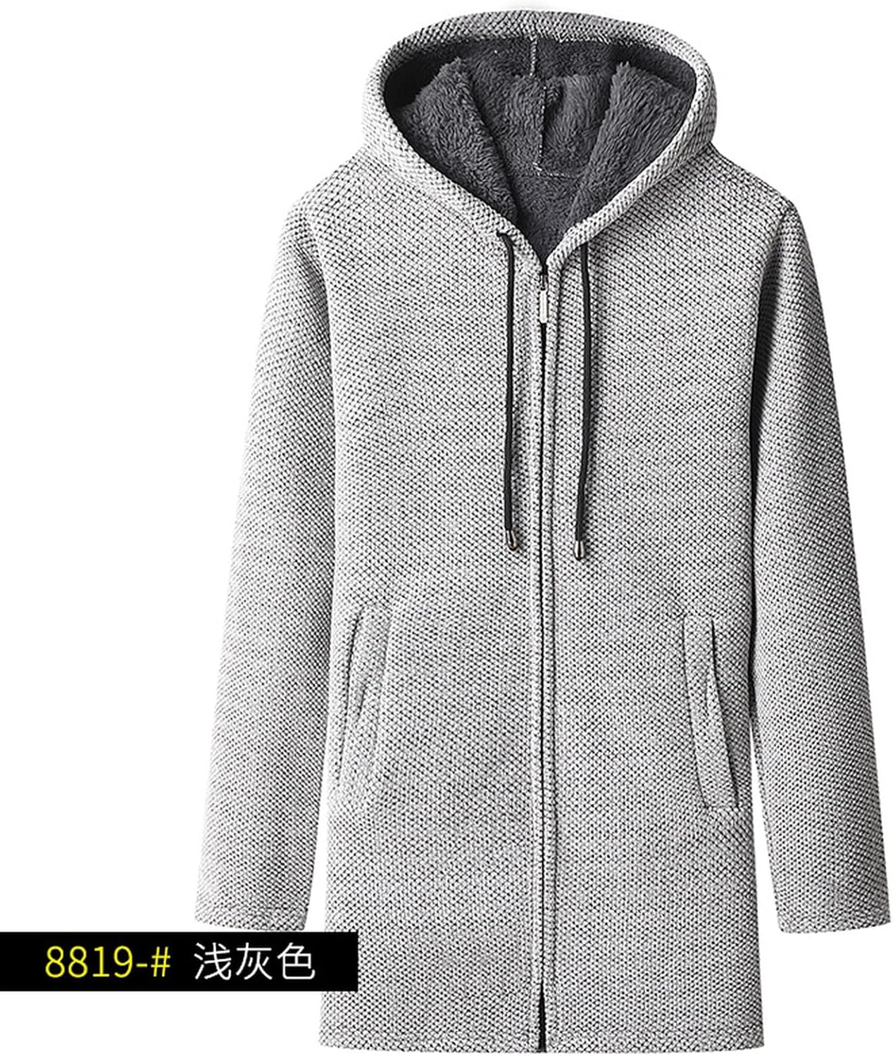 Men's Long Cardigan Hoodies Full-Zip Fleece Lined Sweaters Knit Regular Fit Casual Trench Coat Wiht Pocket, M-3XL