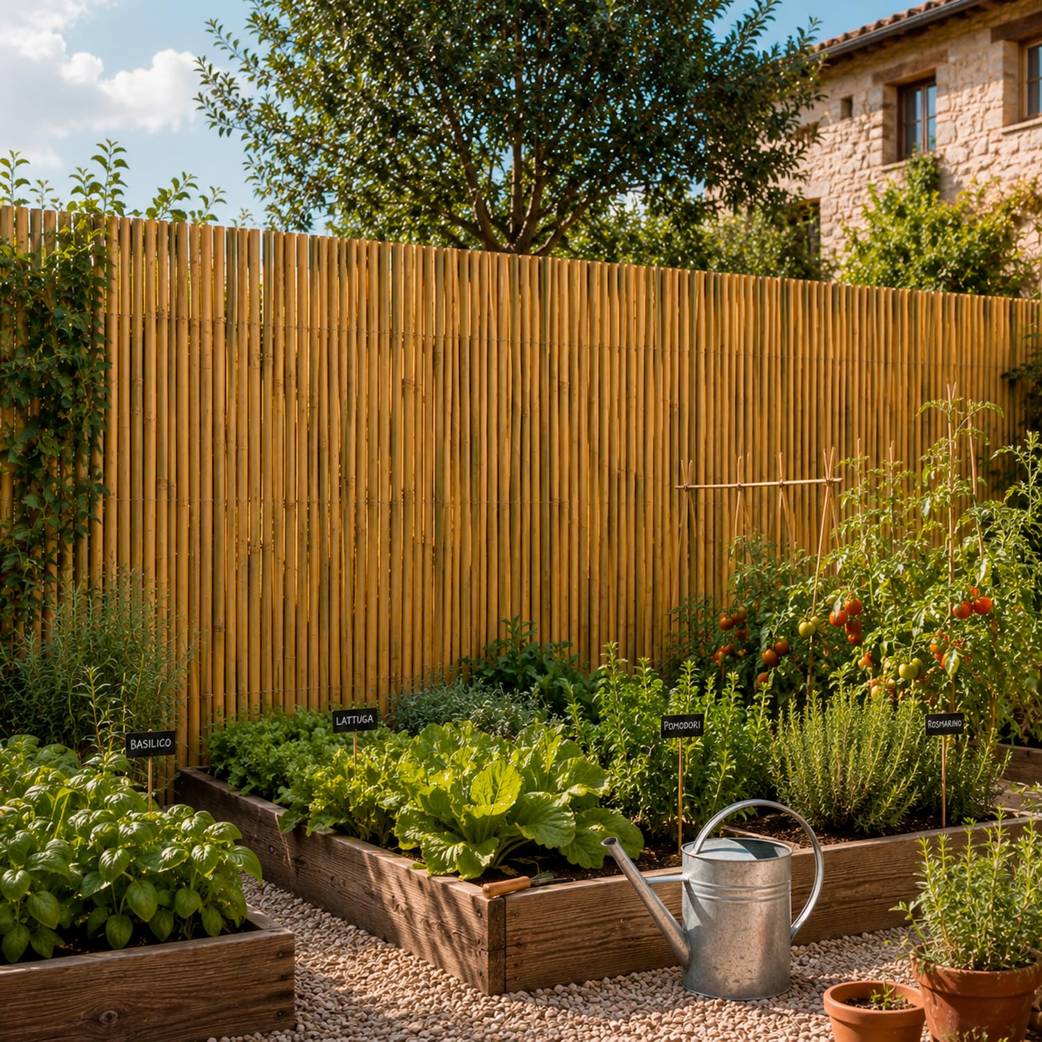 Arella In Bambù Naturale Per Recinzione E Copertura Da Esterno Schermatura Privacy Stuoia Canna Cannette Bamboo Ombreggiante Per Giardino Terrazza Balcone Gazebo 2x3 Metri