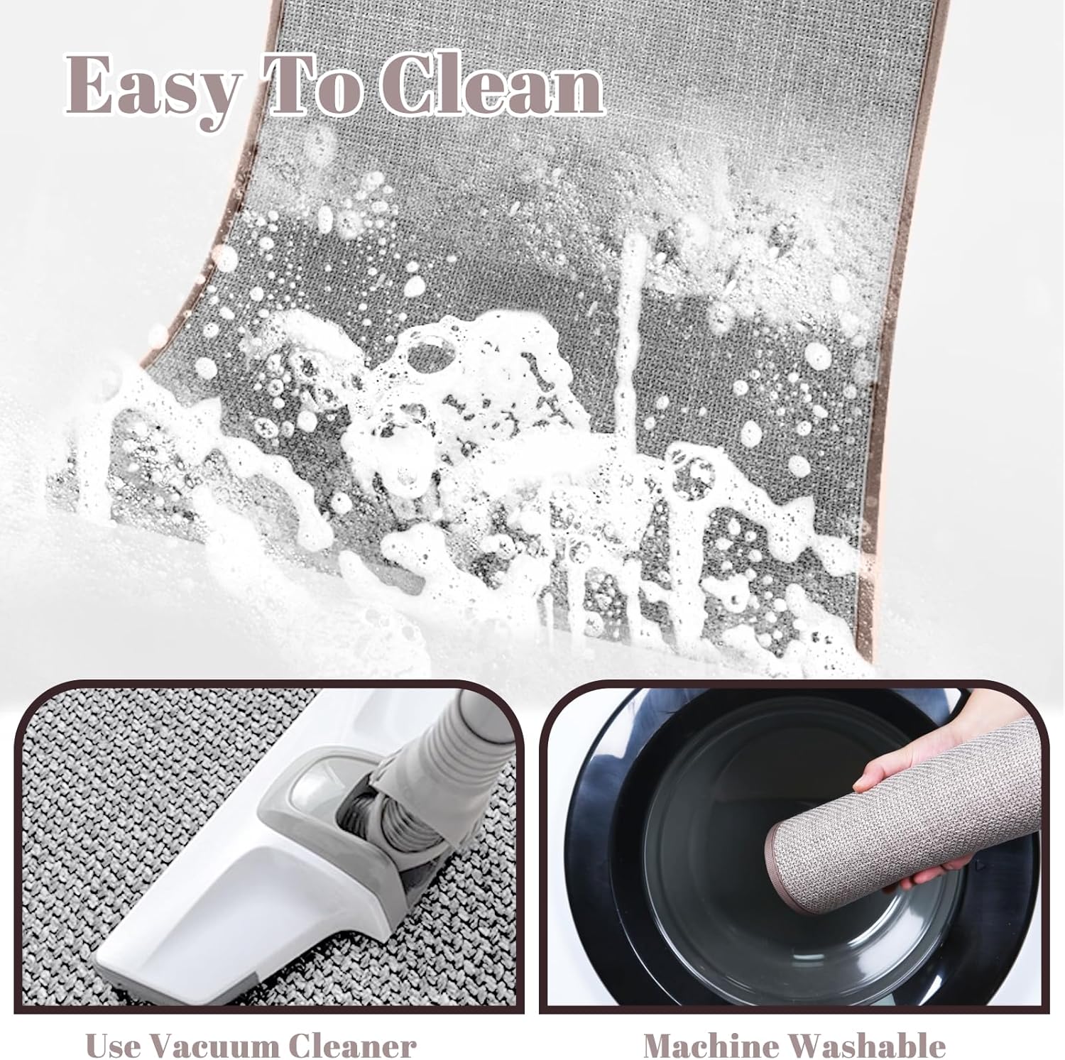 Toilet Rugs U Shaped Washable 24 x 20, Non Slip and Absorbent Toilet Mat, Quick Dry Bath Mats Rugs for Bathroom Floor, Cozy Cloth Quick Dry Contour Bath Rugs for Toilet Base,Beige