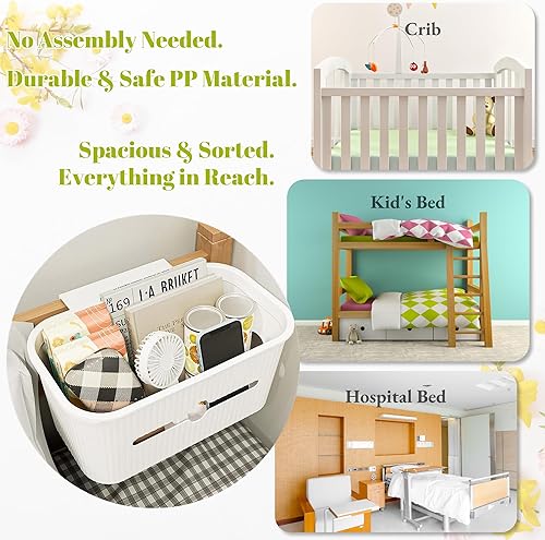 Vista 5 de Caja de almacenamiento para mesita de noche, organizador de pañales para cama de niños, cuna, corral, corralito, dormitorio del bebé, artículos
