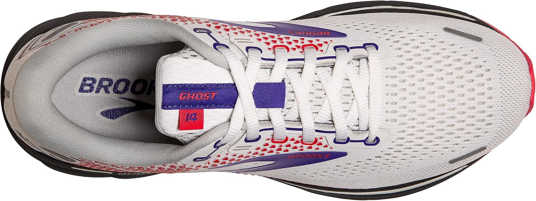 Brooks Ghost 14 Women's Neutral Running Shoe - White/Purple/Coral - 8