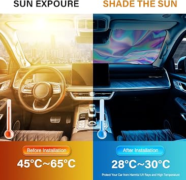 Iridescent Windshield Sun Shade, Reflective Car Sunshade, 57 x 31.5 in