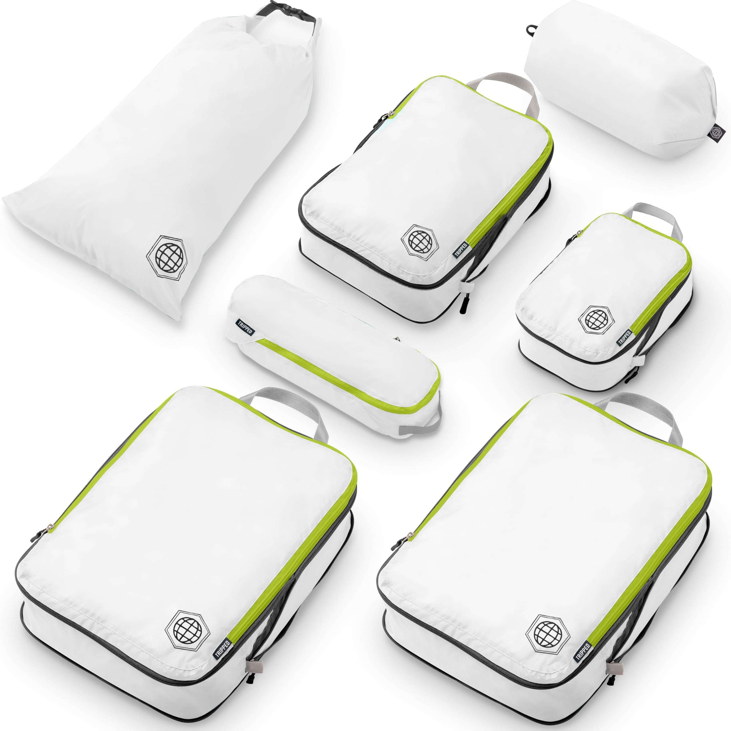 Large Compression Packing Cubes for Travel-Packing Cube Luggage Organizers 7 Piece Set for Checked Luggage-Ultralight, Expandable/Compression Bags by