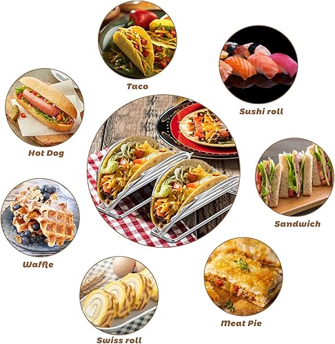 Miniatura 4 de BSTKEY Juego de 5 soportes para tacos, soporte de tacos de acero inoxidable, soporte para tacos de carcasa suave o dura para barra de tacos,