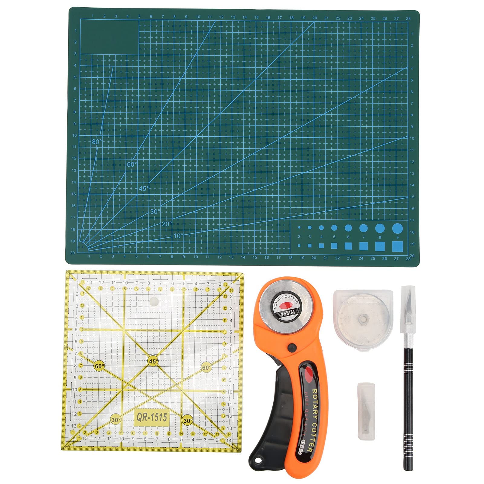 Tapis de coupe de tissu avec cutter rotatif 15 pièces pour art créatif et DIY