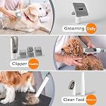 Pet Aspirateur pour chiens & Chats, 12kPa Une forte aspiration, ≤50dB Du calme, 2L Coupe à poussière, 5-in-1 Kit de grooming avec pinces en céramique, 6 Peignes Guide, Aspirateur pour Shedding & Racines à longue bouche