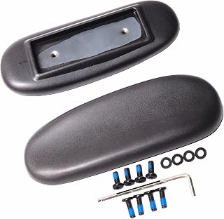 Office Chair Armrest Replacement, Univeral 4" Mounting Hole | PU Arm Pads Caps, (Set of 2) Black with Screws Washer and Wrench