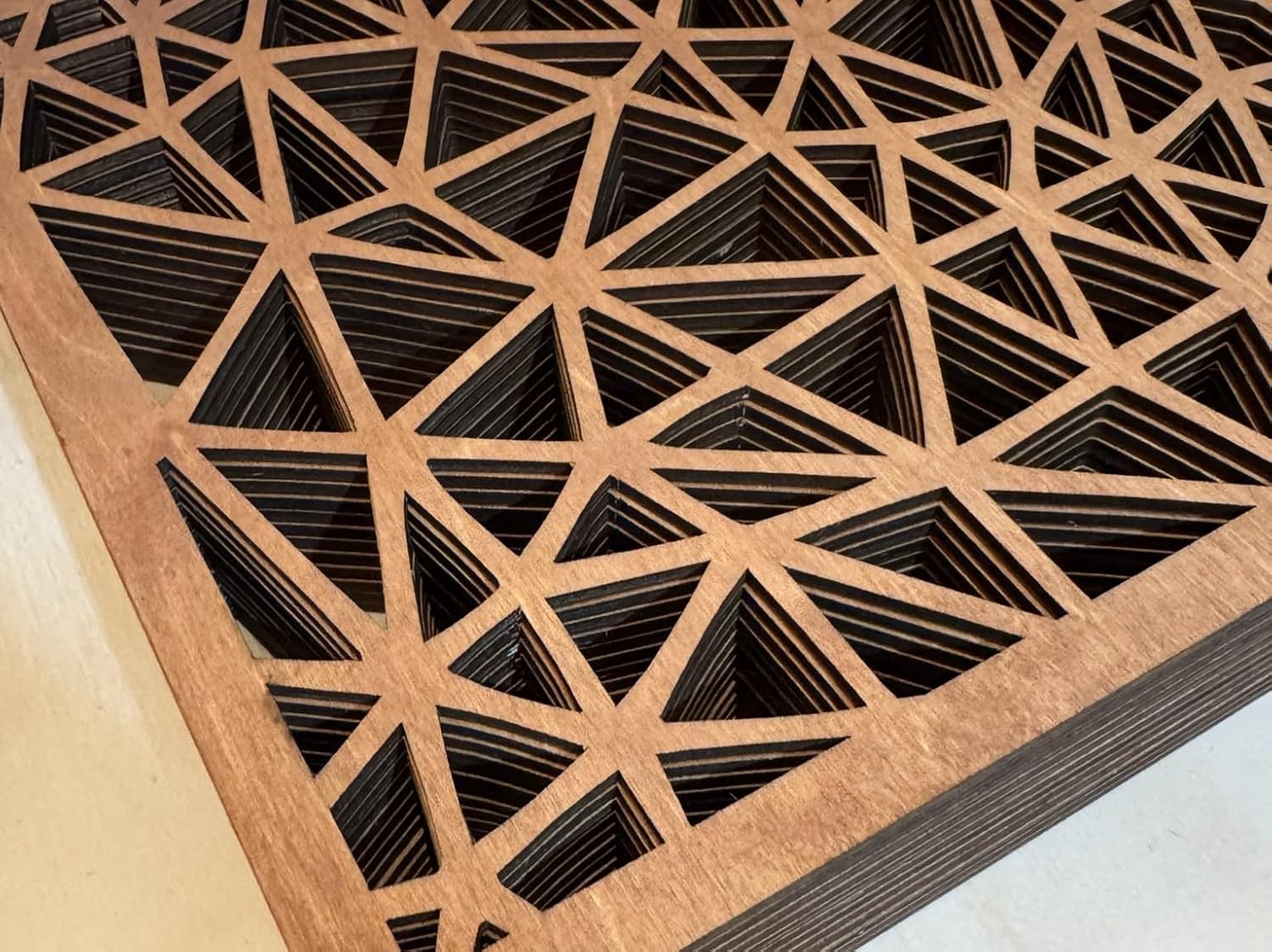 Modern Teak Wooden Hanging Room Divider Panels – CNC Cut Birch Plywood Privacy Screen, 12 Panel Decorative Hanging Partition with Premium Painted Finish for Home & Office