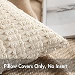 MIULEE Pack of 2 Corduroy Throw Pillow Covers 16x16 Inch Cream White | Soft Decorative Boho Striped Cushion Covers Farmhouse Home Decor Pillowcase for Spring Sofa Living Room Couch Bed