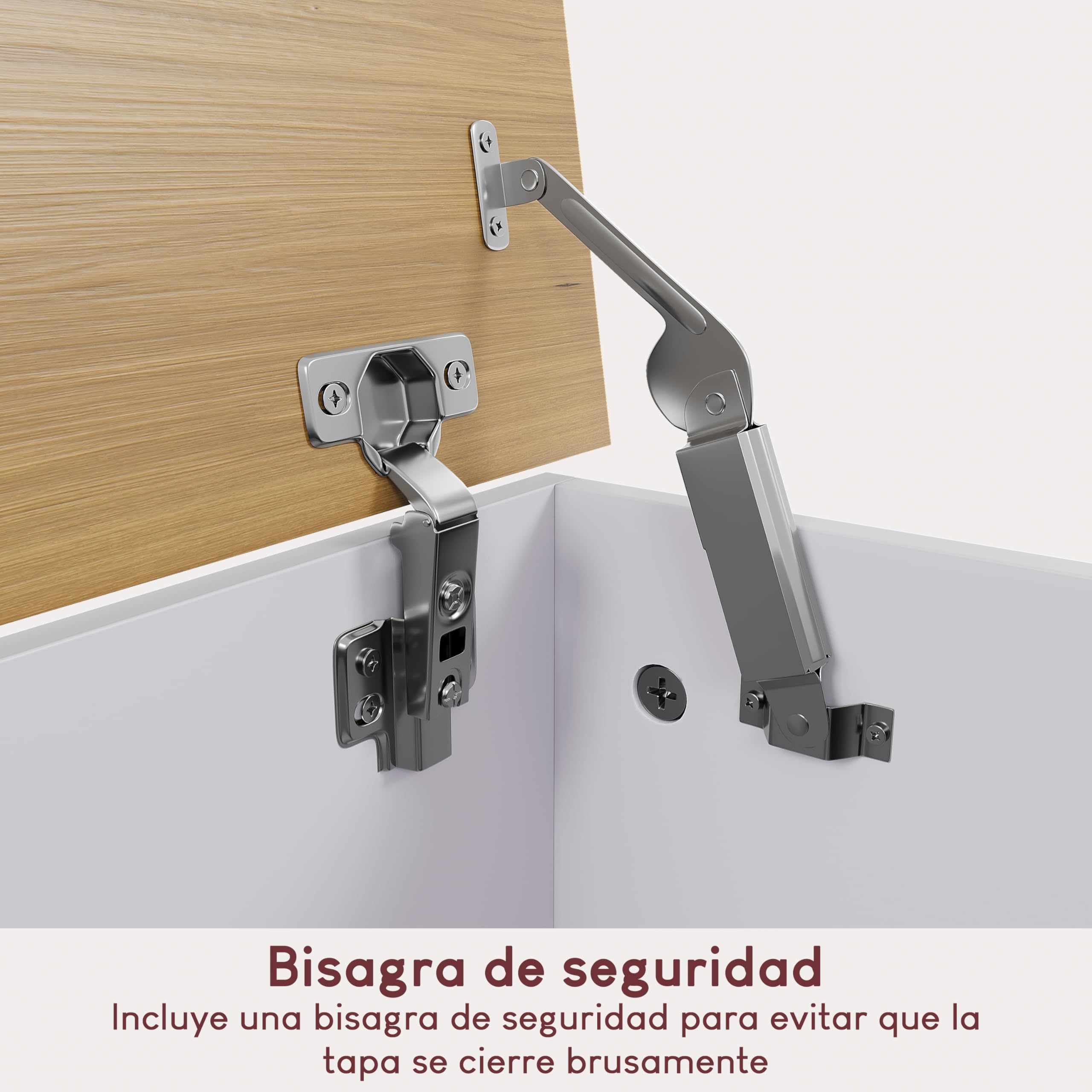 Vida Designs Leon - Otomana de almacenamiento, madera en blanco y roble, 100 x 40 x 48 cm, banco de almacenamiento otomano con tapa elevable, ideal para juguetes, ropa de cama y reposapiés
