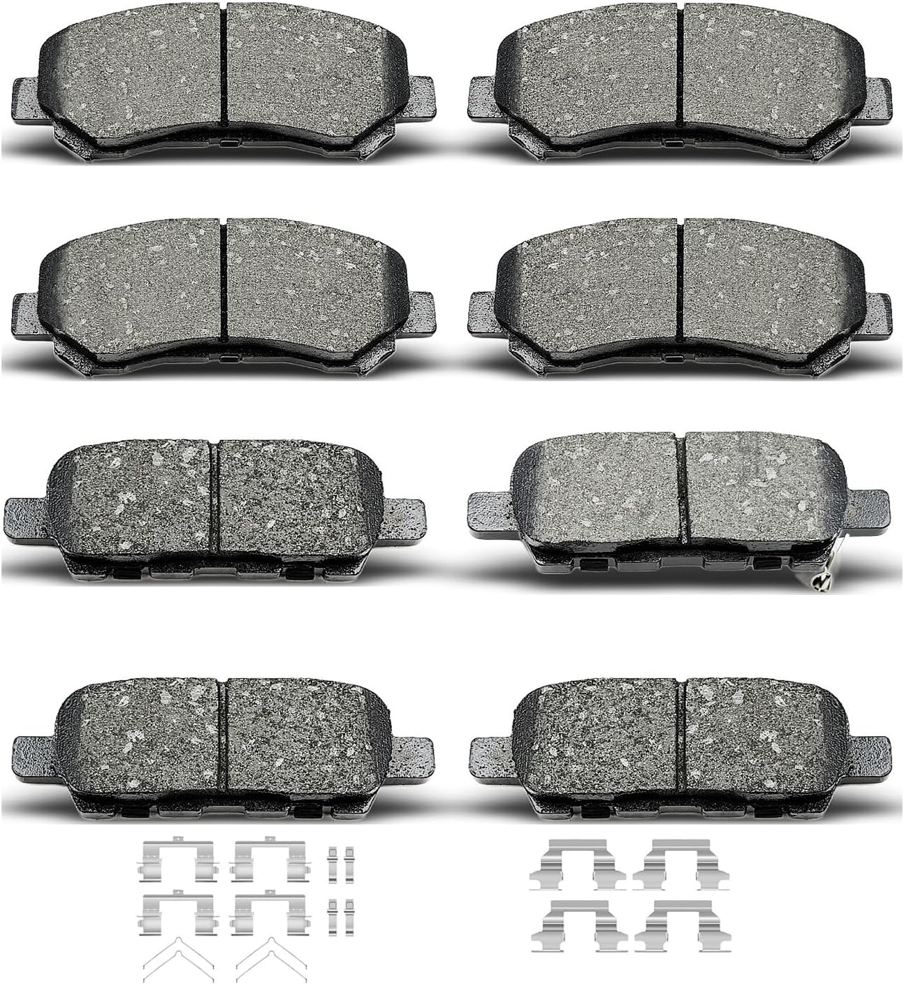 D1374 D1415 8pcs Ceramic Front Rear Brake Pads Set With Clips Fit For 2008-2013 Nissan Rogue,For 2009-2022 Maxima,For 2008-2012 Nissan X-Trail All Models