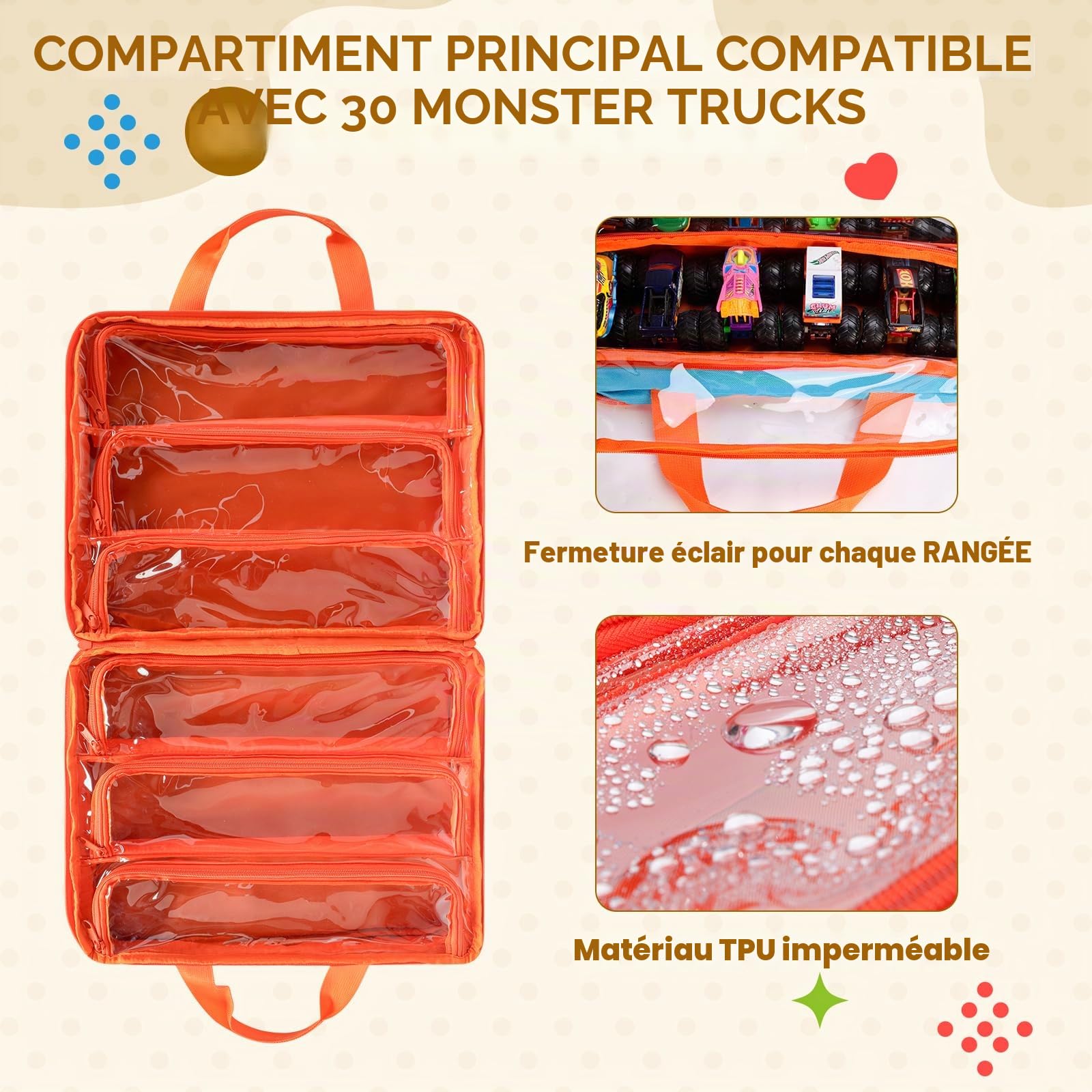 Sac de Rangement pour Voitures Jouet, Valise de Transport pour Voitures Jouet Compatible avec Monster Jam Trucks, pour Voitures Hot Wheels, pour Voitures Allumettes, Mini Jouet, Bleu (Sac