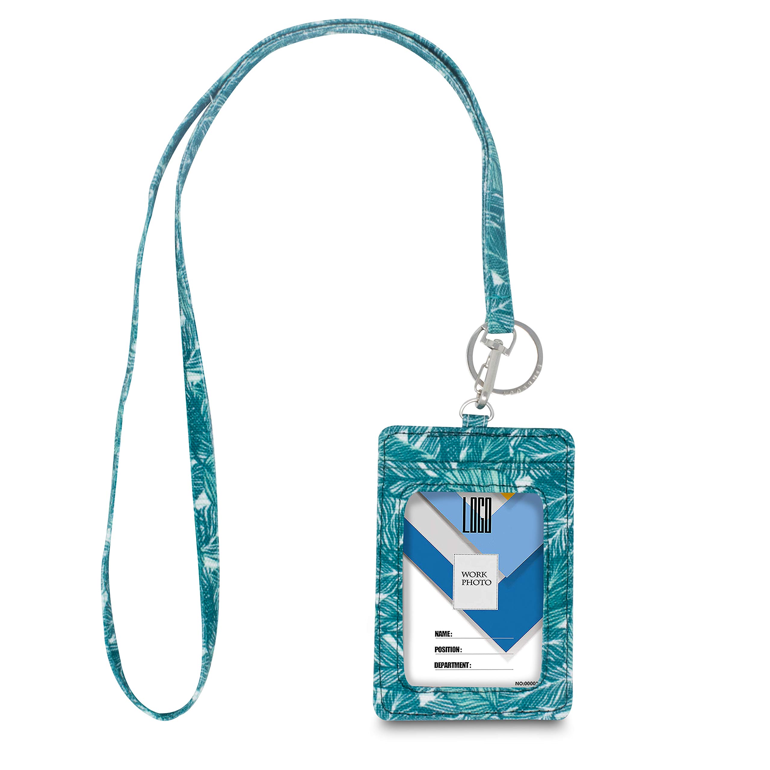 Limeloot Palm Leaf Lanyard with ID Badge Holder and Key Ring