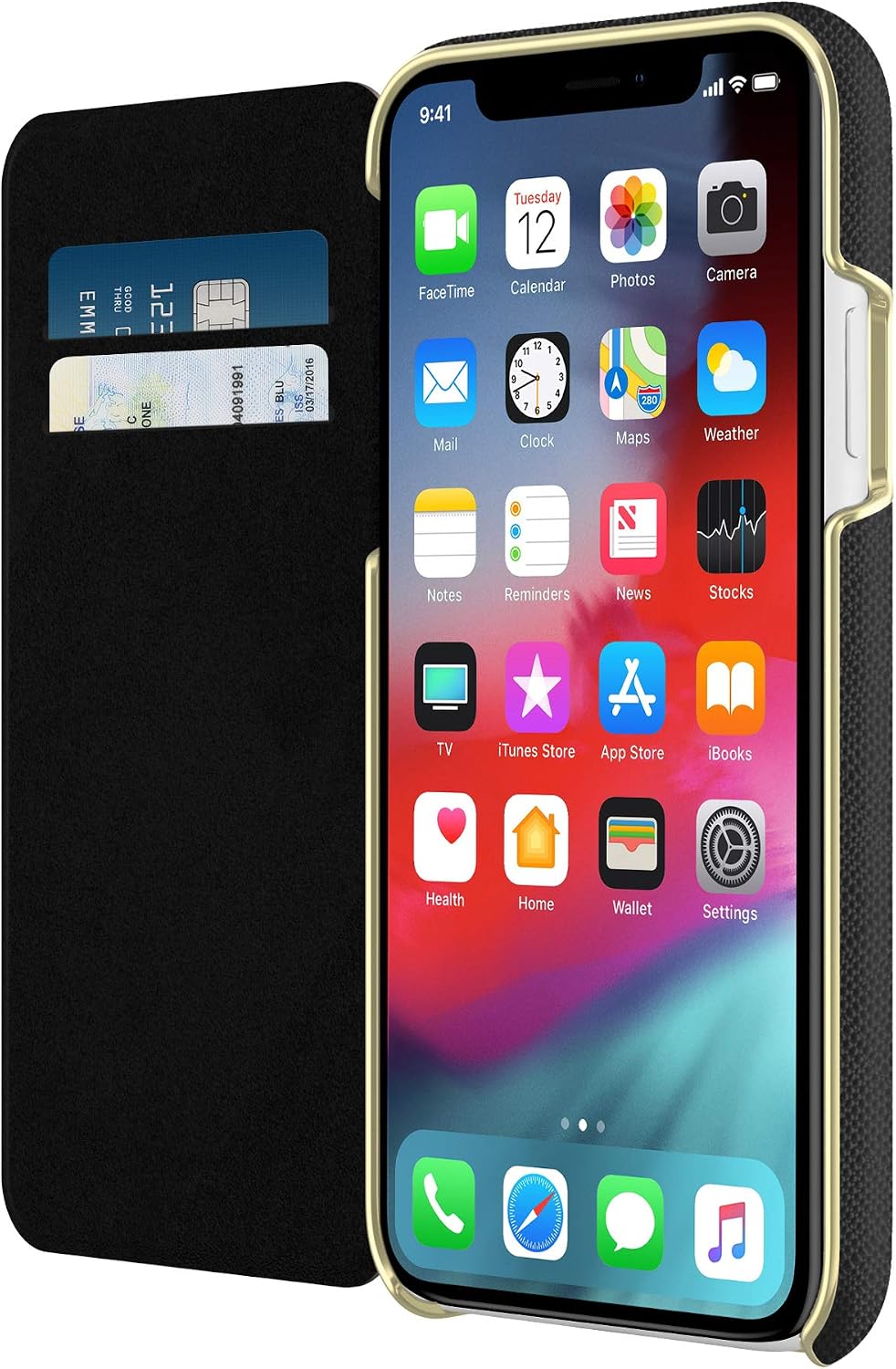 kate spade new york Black Folio Case for iPhone XR - Saffiano Leather ID & Card Holder