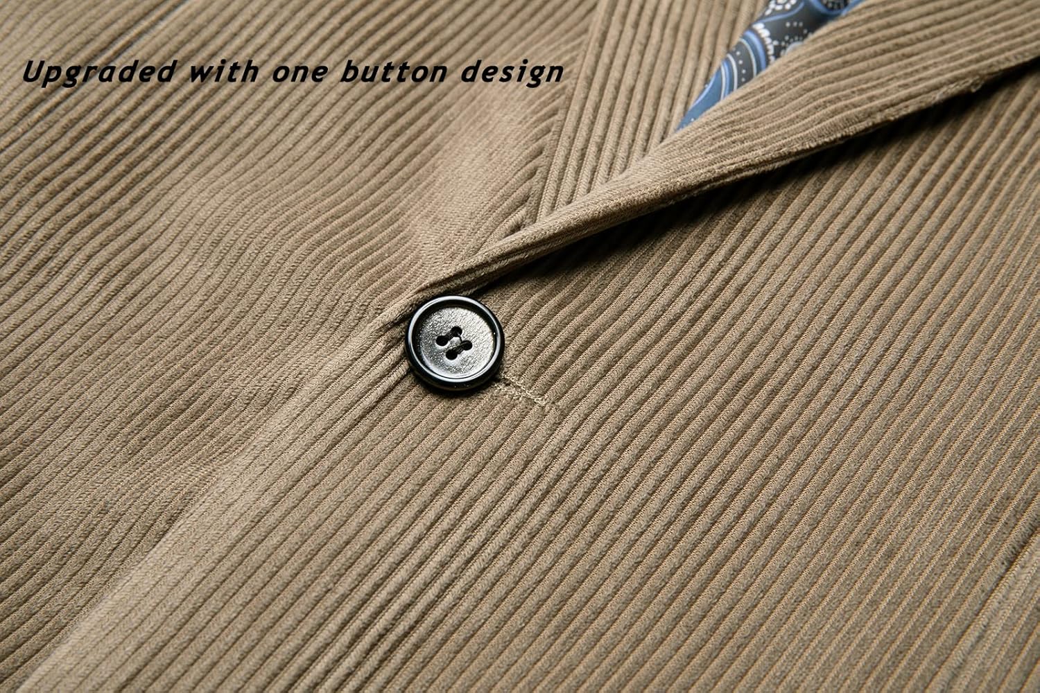 WZIKAI Men's Casual Corduroy Blazer Jacket Slim Fit One Button Work Wear Sport Coat - Image 3