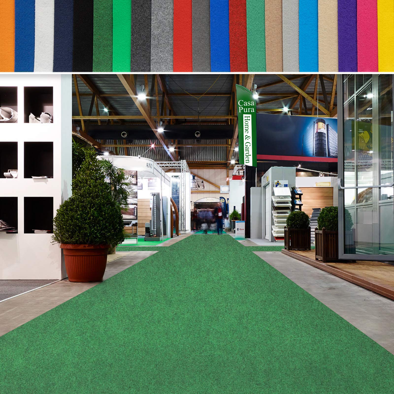 casa pura Exhibition Carpet Aisle Runner (up to 40 metres) VIP Carpet Runner, Wedding and Event Carpet Rolls, Flame-Retardant, Private and Commercial (Dark Green, 1 m x 1,5 m) — image 1