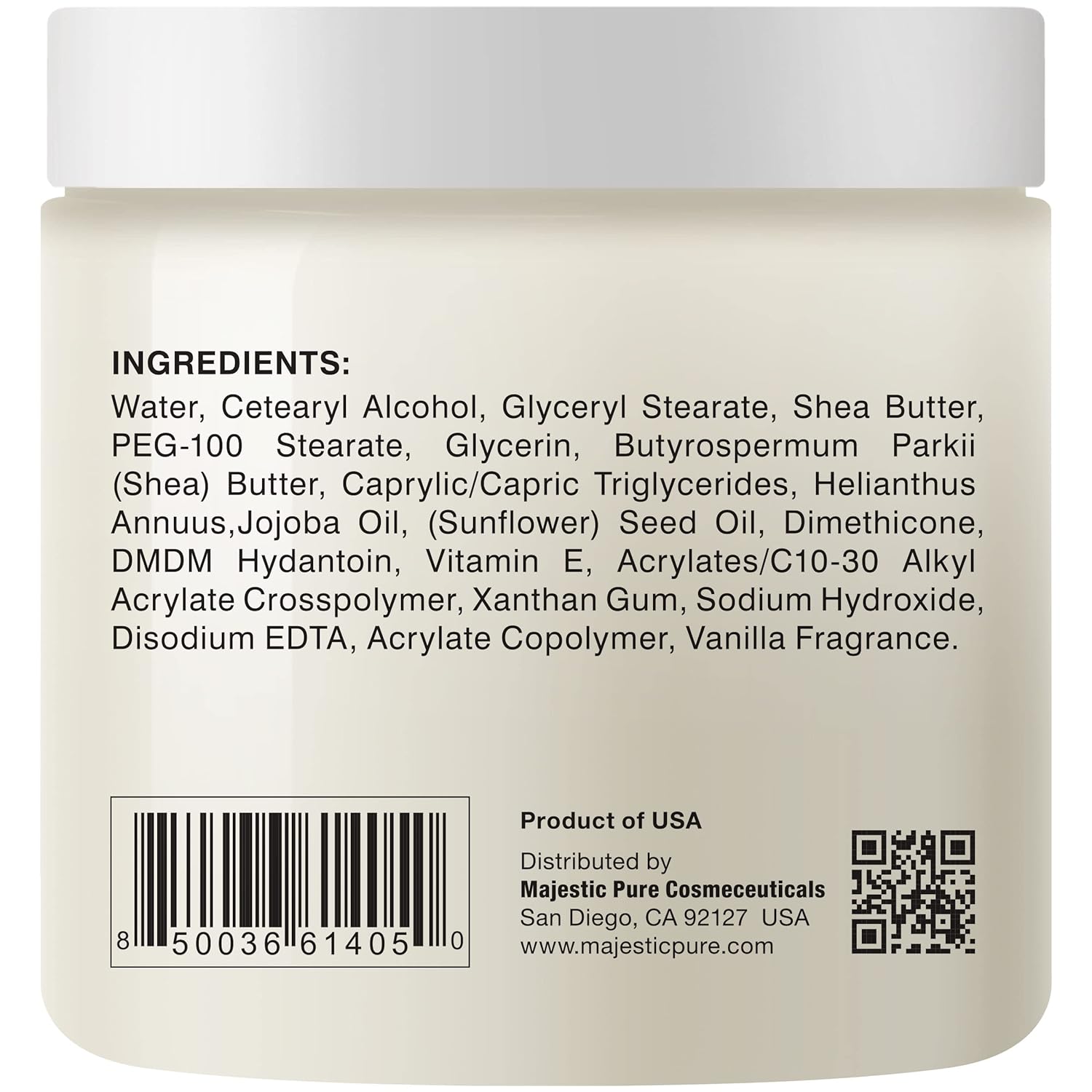 MAJESTIC PURE Shea Body Butter - Intense Hydrating with Fractionated Coconut Oil, Jojoba, and Vitamin E - Moisturize for Dry, and Oily Skin - For All Skin Types - Skin Care for Men and Women - 8 oz : Beauty & Personal Care