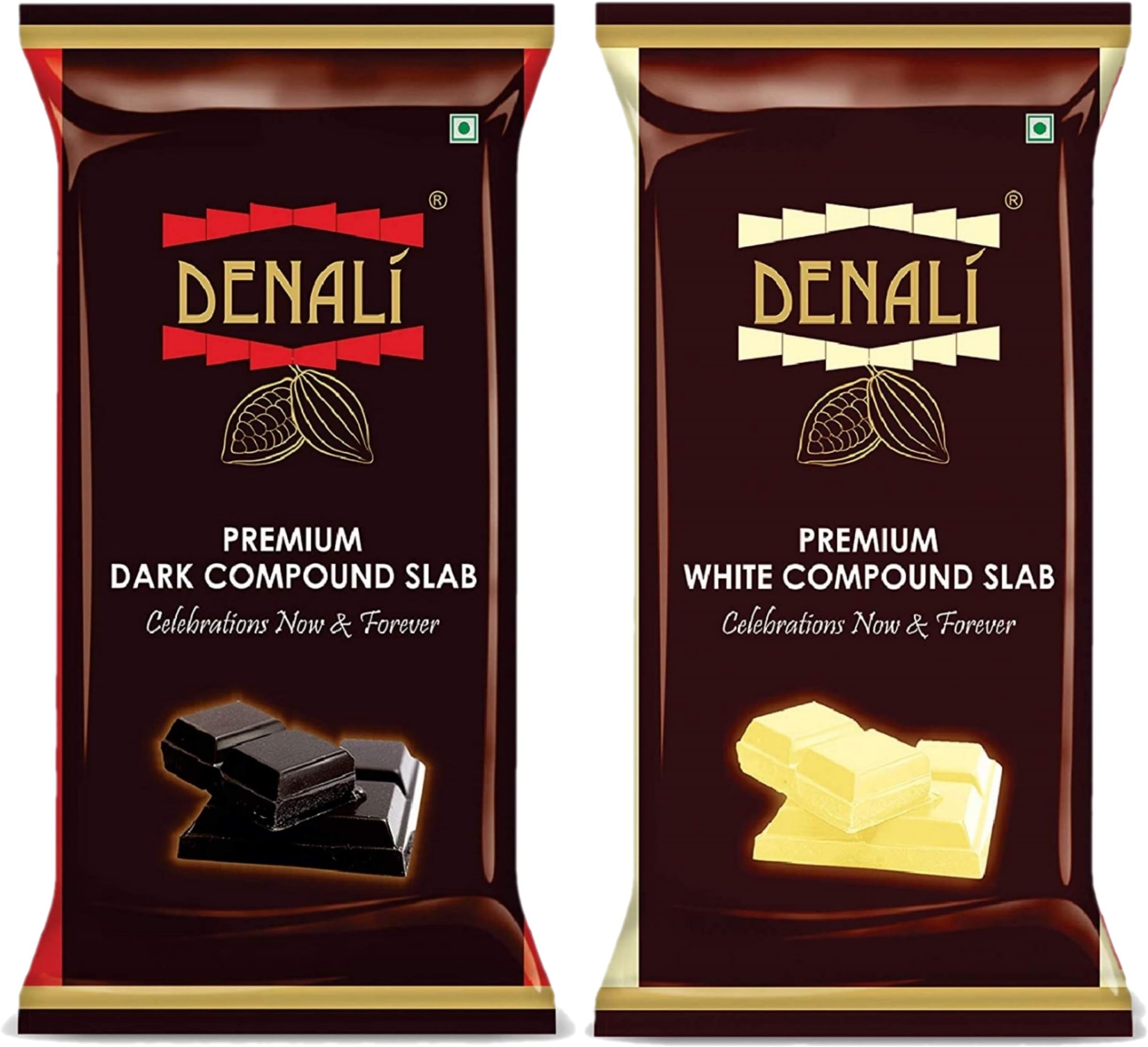 Denali Premium Dark + White Compound Slab, Delicious Chocolate Bars for Cooking/Baking Cakes, Muffins, Mousse (400 Grams)