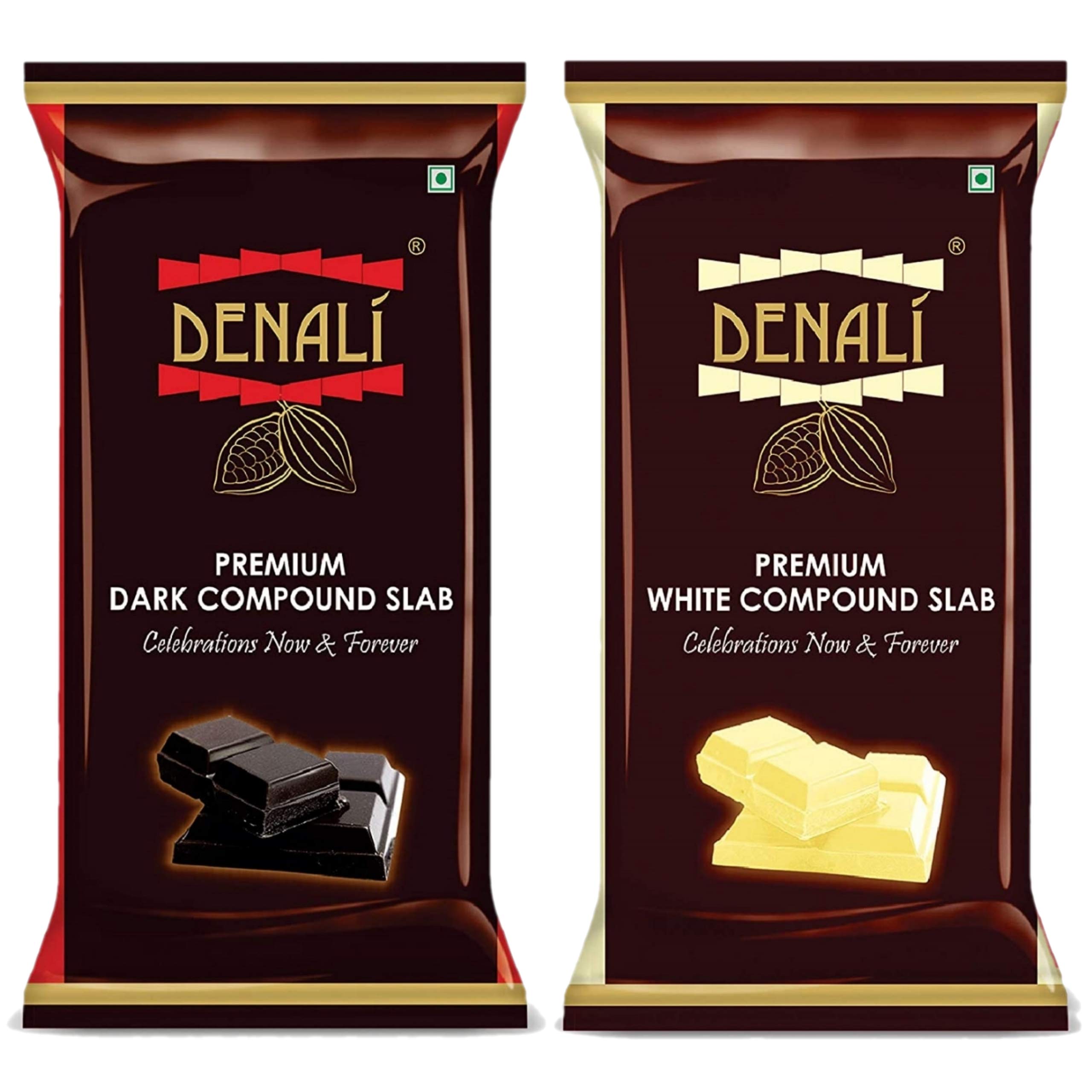 Denali Premium Dark + White Compound Slab, Delicious Chocolate Bars for Cooking/Baking Cakes, Muffins, Mousse (400 Grams)