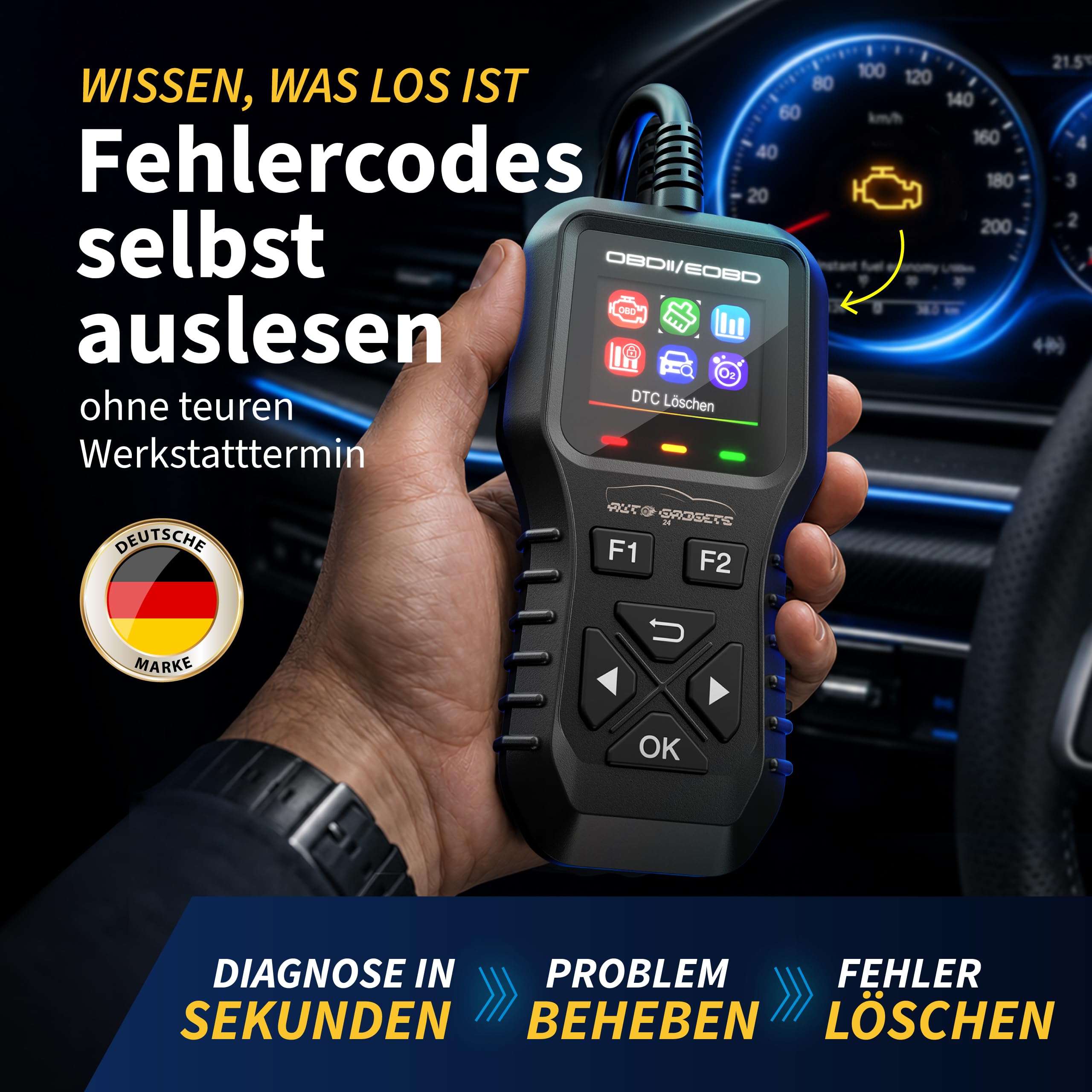 OBD2 Appareil de diagnostic – Lecteur de code d'erreur de voiture avec données en direct, cadre fixe, réinitialisation du voyant de contrôle du moteur, écran couleur 3 ", compatible