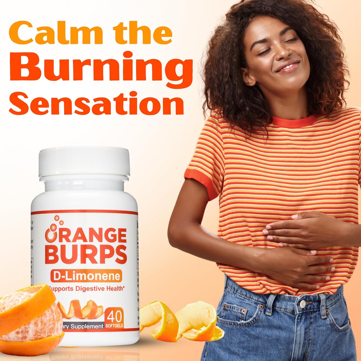 Orange Burps | D-Limonene Supplement - Acid Reducer (Antacid for Acid Reflux), Heartburn Relief, GERD Relief, and Indigestion Relief | Orange Peel Extract for Health and Wellness (1,000 mg, Pack of 2)