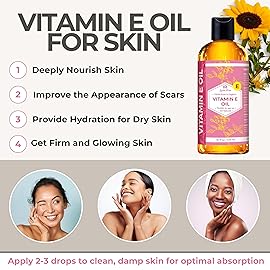 Bulk Vitamin E Oil by Leven Rose 75,000 IU per oz 100% Natural, Organic, Pure Vitamin E Oil for Skin, Face, Hair, and Nails, 16 oz