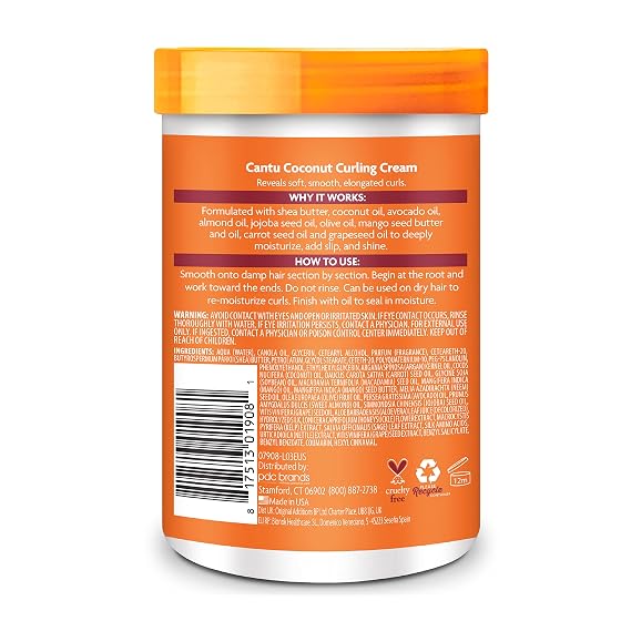 Cantu Shea Butter for Natural Hair Coconut Curling Cream, 25 Ounce