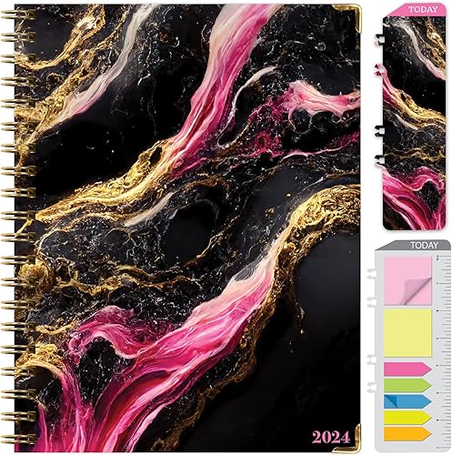 Global Printed Products, Agenda 2024 de tapa dura (noviembre de 2023 a diciembre de 2024) Agenda diaria, semanal, mensual y anual, carpeta de