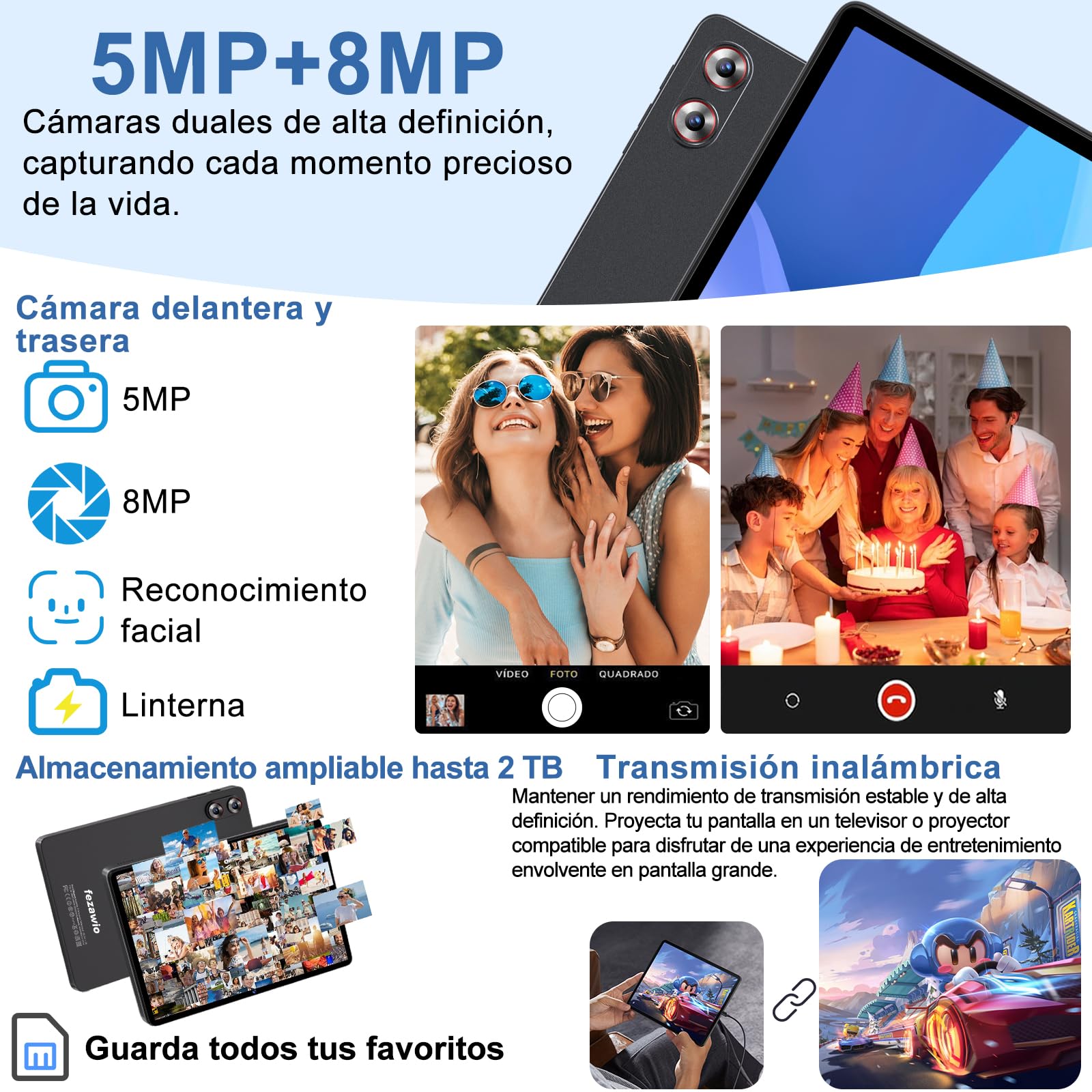Tablet 10.1 Pulgadas Android 15 Octa-Core 2.0 GHz,30GB RAM + 128GB ROM,Gris