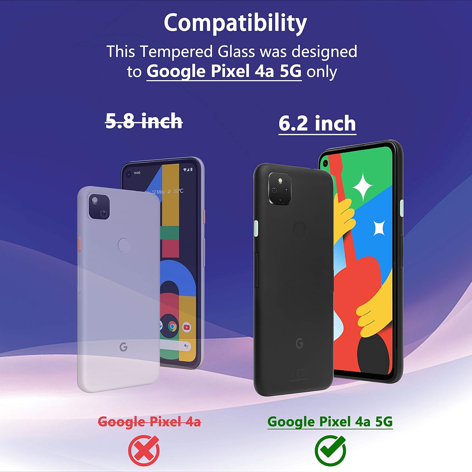 [ 4 Pack ] UniqueMe Screen Protector for Google Pixel 4a 5G 6.2” [Not fit for Google Pixel 4a 4G], 2 Pack Camera Lens Protector + 2 Pack Tempered Glass [Case Friendly] HD Clear Anti-Scratch Film