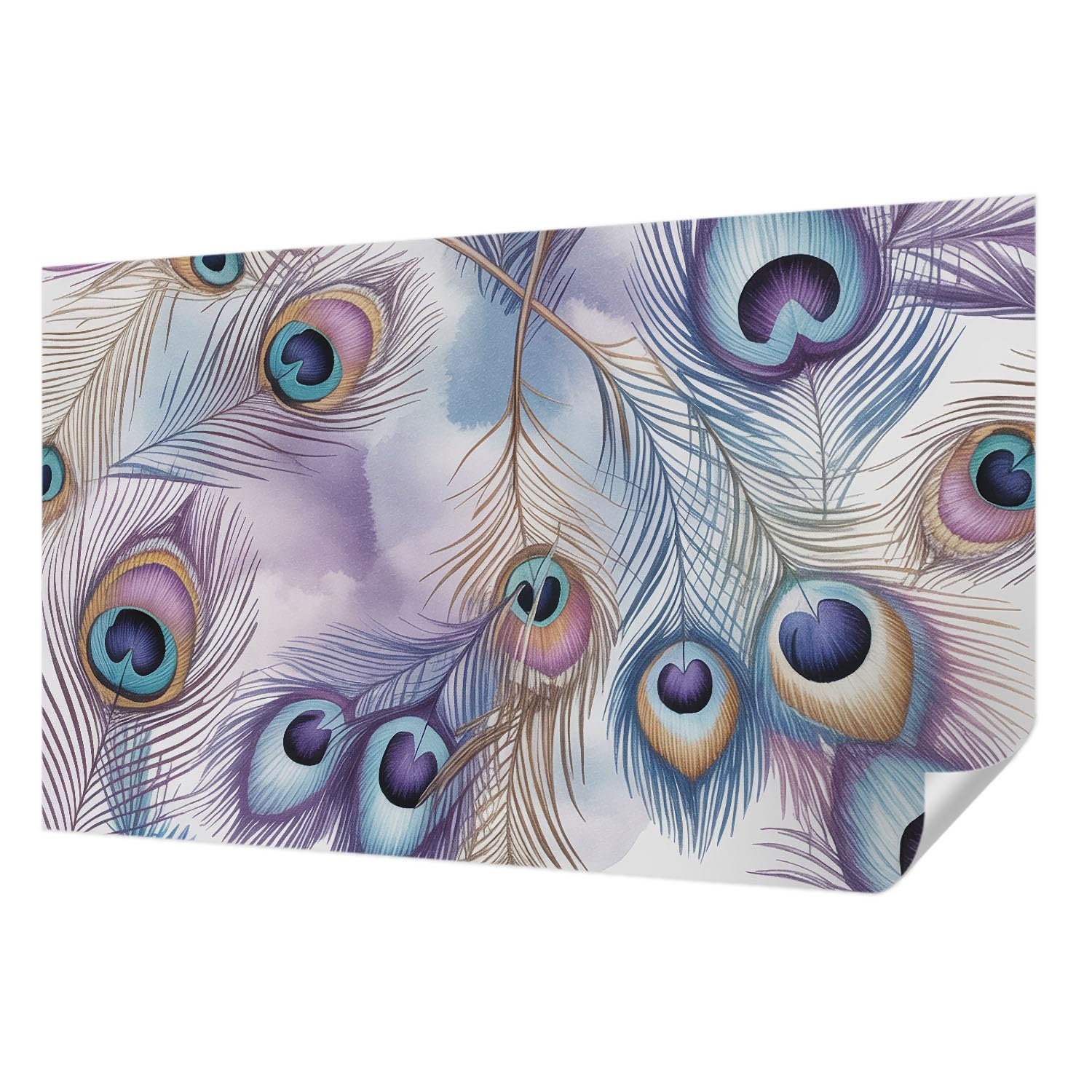 Papier Peint Adhésif Salon et Chambre motif plumes de paon anti-tache
