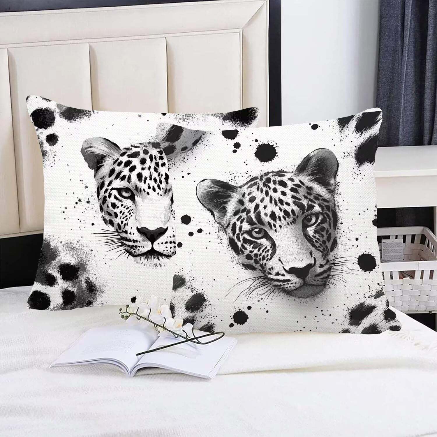 Juego de 4 Fundas Cojines Negro Animales (3) 45 x 45 cm Fundas Cojines, Decoración Moderna Cojin Exterior, para Sofá salón Coche Cama Sillas Decoración, Cuadrado Terciopelo Sofá Cojín Exterior m-260