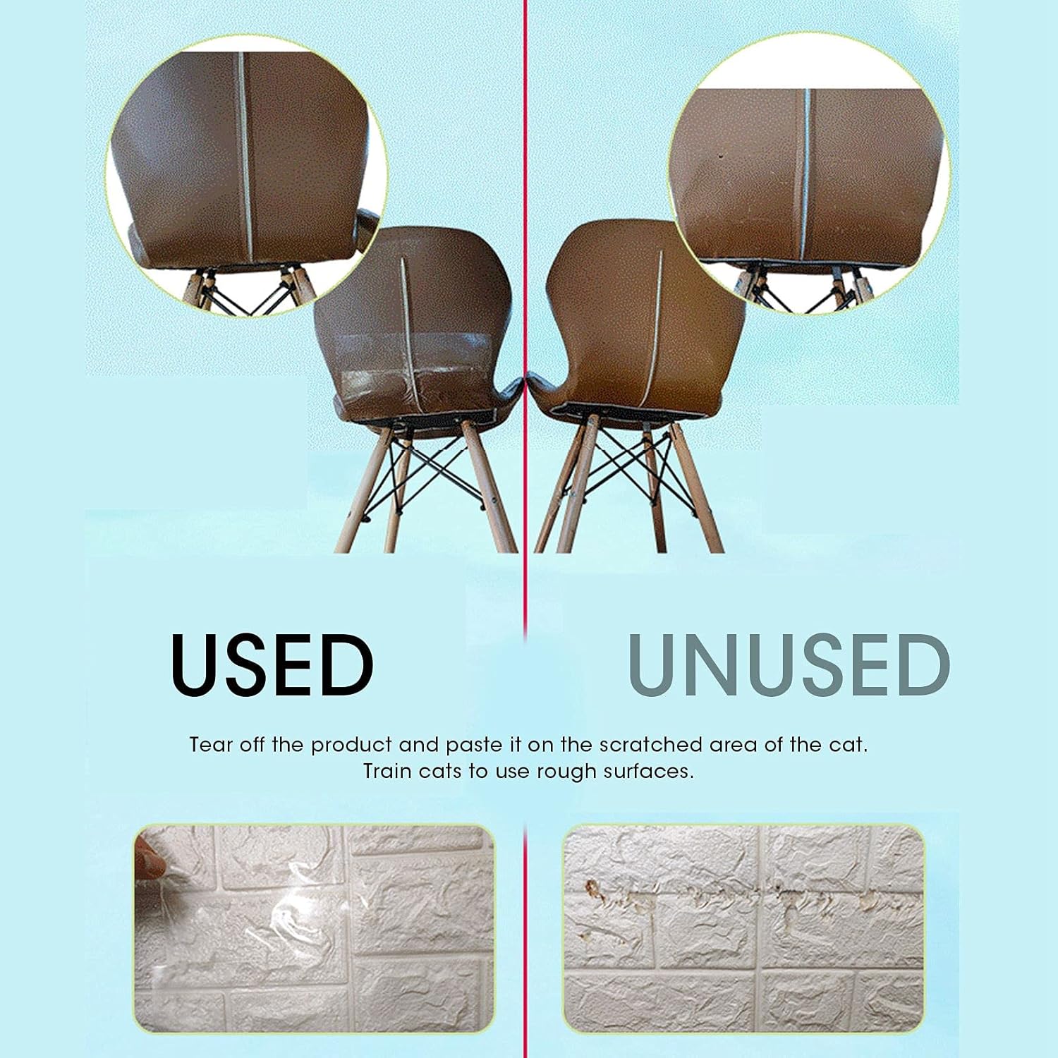 Cat Anti Scratch Tape Furniture Protector, Clear Double Sided Adhesive Sticker for Sofa, Leather, Beds, Tables, Counters, Doorways, 24 Hour Protection, Pet Safe Material,