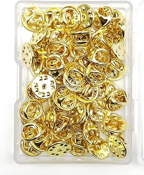Lapel Pin Backs 50PCS Brass Clutch Badge Insignia Clutches Pin Backs Replacement Gold