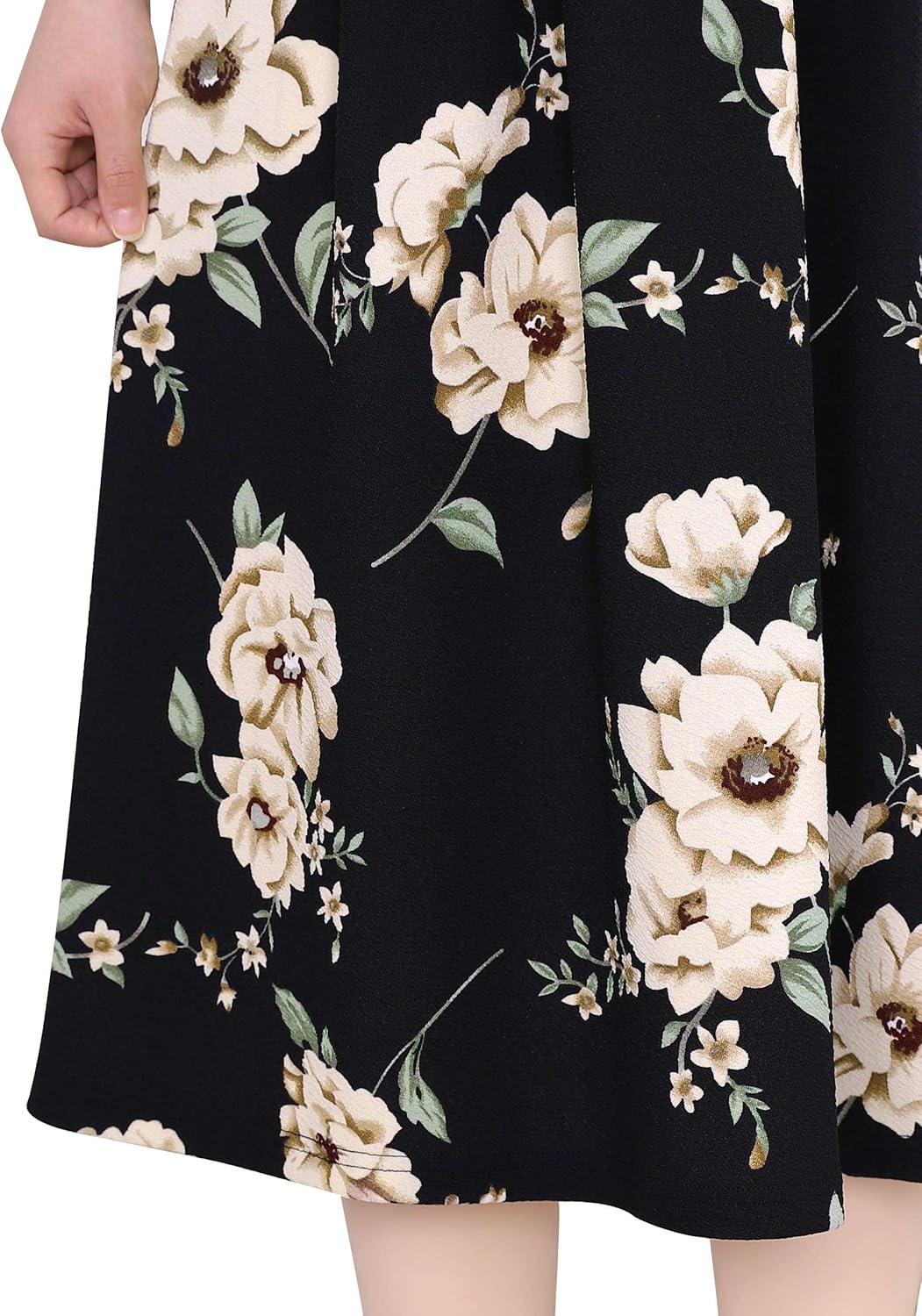 VFSHOW Womens Elegant Patchwork Pockets Pleated Work Office Business Casual Party Belted A-Line Midi Dress